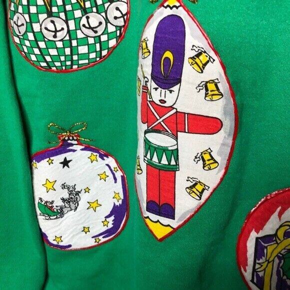 Vintage Ugly Christmas Ornaments Sweatshirt 90s 80s Womens SIze XL - Picture 3 of 7